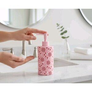 New Christmas Pink / Red Peppermint Candy Cane Soap Dispenser Decoration